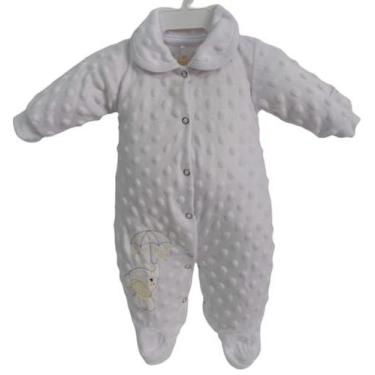 Imagem de Macacão Longo Plush Luxo Bebê Unissex Inverno Branco Rf 7901 - Lessa K