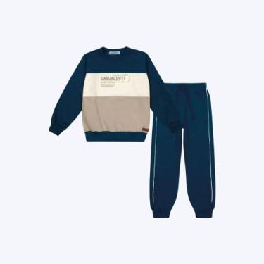 Imagem de Conjunto Moletom Casual Infantil Menino Divertto 17847 Azul Marinho - 