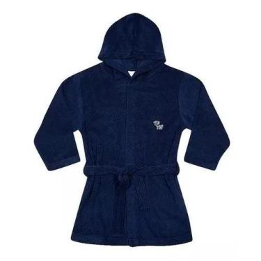 Imagem de Roupão Infantil Menino Bebe Com Capuz Manga Longa Atoalhado - Tip Top,