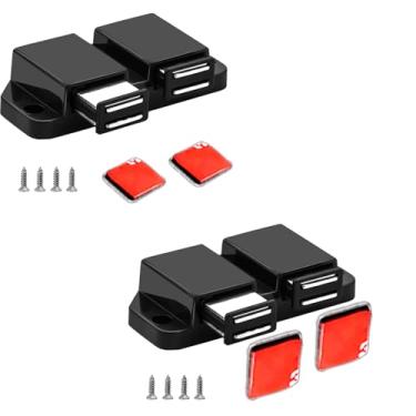 Imagem de Fechadura magnética dupla para abrir o armário CBRIVE 2 unidades de trava de empurrar para abrir a porta para porta escondida puxar gaveta puxar touch lock ponta no armário RV fechar forte pop out