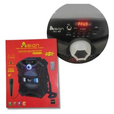 Imagem de Caixa De Som Amplificada 8 Polegada Bluetooth Fm Vermelho - Avision