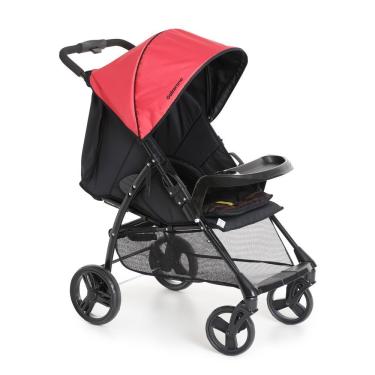 Imagem de Carrinho de Bebê San Remo 2 em 1 de 0 Meses Até 15kg Dobrável Preto e Vermelho Galzerano