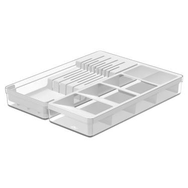 Imagem de Conjunto Organizador de Facas e Talheres Clear 2 Peças em Plástico com Alta Transparência para Gavetas Transparente Ou
