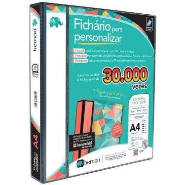 Imagem de Fichário revestido Cristal A4 preto 30mm c/ 4 argolas Chies