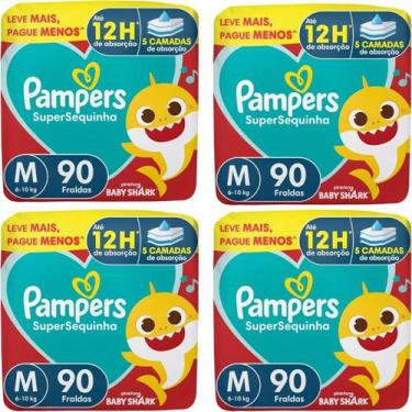 Imagem de 4x Fralda Descartável Pampers Supersequinha Tamanho M 90 Un, M