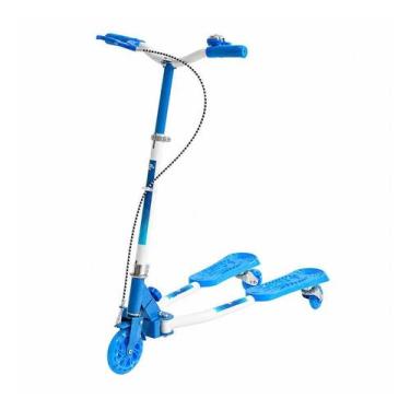 Imagem de Patinete Infantil Azul com 03 Rodas Dobrável com Freio e Led - UNITOYS