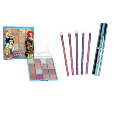 Imagem de Kit Paleta De Sombras Com 16 Cores + 5 Pinceis para Olhos com Estojo F