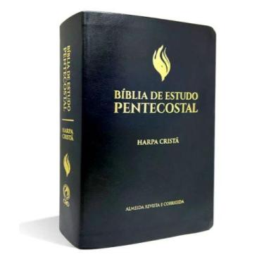 Imagem de Biblia de estudo pentecostal media luxo harpa crista preta - CPAD