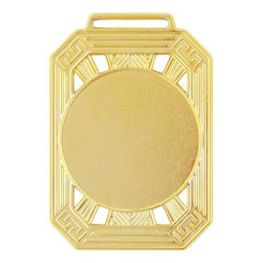 Imagem de Kit com 25 Medalhas retangular Grande 8 cm x 6 cm Vitoria, Dourado