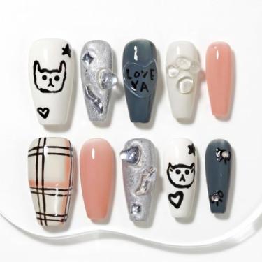 Imagem de Unhas Postiças Sun&Beam Artesanais Médio Coffin Kit com 10 Peças - Sun