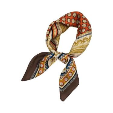 Imagem de Lenço Feminino De Seda Cetim Macio Com Estampa De Cavalo, Lenço Quadra