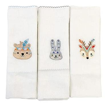 Imagem de Biramar Baby Conjunto 3 Fraldas Para Bebê Cremer Luxo Bordado Indiozinhos Colorido