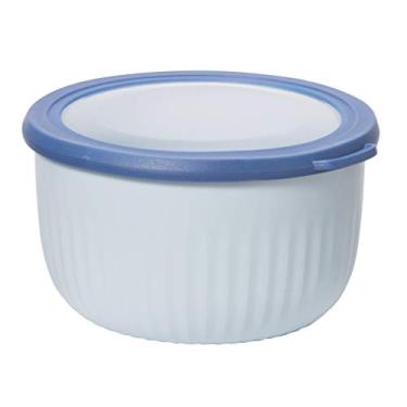 Imagem de Oggi Prepare, armazene e sirva tigela de plástico com tampa transparente - lavável na lava-louças, micro-ondas e freezer, (2,6 qt) azul com tampa azul Dk