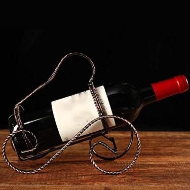 Imagem de Pkfinrd Estante de vinho em ferro forjado nórdico criativo, decoração europeia, antiguidade, restaurante, bar, armário de vinho, prateleira de exibição de vinho