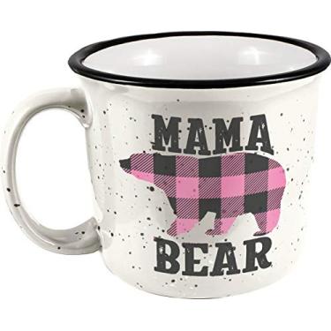 Imagem de Spoontiques Caneca de cerâmica para acampamento Mama Bear, 400 ml, branca