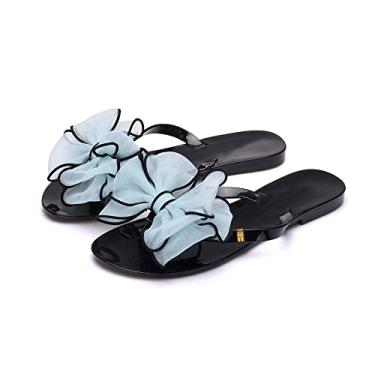 Imagem de TangDao Chinelos femininos e meninas para uso ao ar livre com laço para o verão com sola de borracha, Azul, 7