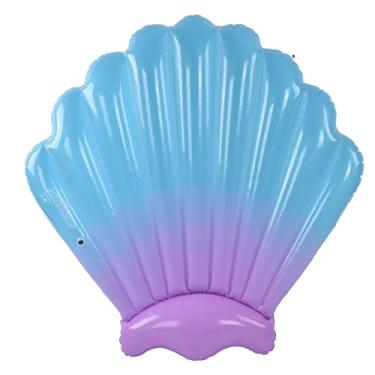 Imagem de Espreguiçadeira inflável para piscina, 137 x 138 cm, boia de piscina em forma de concha, rede de flutuação para piscina para diversão no verão, espreguiçadeiras flutuantes coloridas para praia, lago, piscina e mais