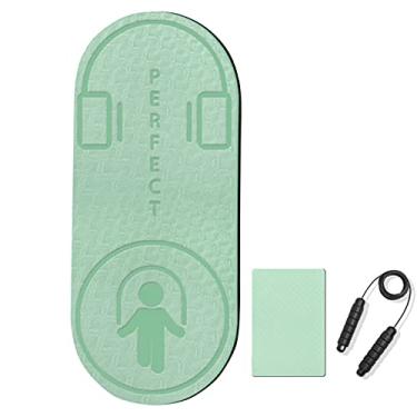 Imagem de Yajun Tapete de corda para exercícios para uso interno e externo, antiderrapante, de alta densidade, silencioso, para pular corda, elasticidade, fitness, verde