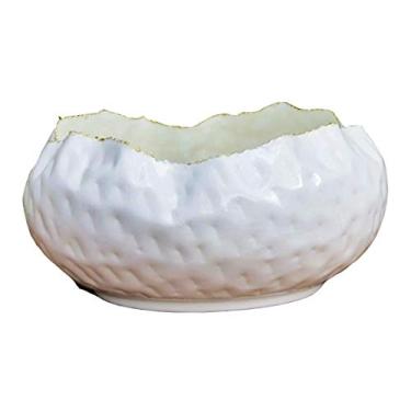 Imagem de Cachepô Blanche Branco e Ouro 25CM