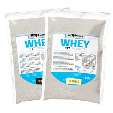 Imagem de KIT 2x Whey Protein Fit Foods 500g - BRN Foods Sabor: Baunilha e Chocolate 