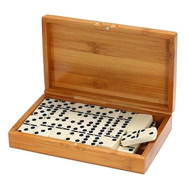 Imagem de Qudai Double Six Dominoes Set Entertainment Recreativo Jogo de viagem Toy Black Dots Dominoes
