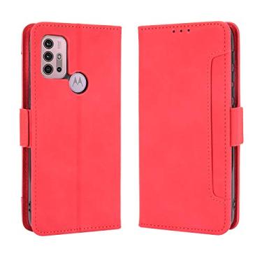 Imagem de G22 E32 G200 compartimento para cartão de couro compatível com Motorola Moto G62 G42 G82 32 G71 G20 G31 G60 10 G100 G 30 G52 E 20 (vermelho, Moto G100)