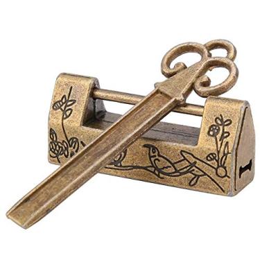 Imagem de Cadeado vintage clássico, mini cadeado de flores magpie tradicional estilo chinês perfeito para mini armários gavetas caixas de joias caixa de madeira ou caixa de presente etc. (#1)