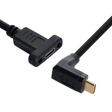 Imagem de Cablecc Cabo de dados de extensão USB 3.1 tipo C macho para fêmea com ângulo de 90 graus para cima e para baixo, 30 cm