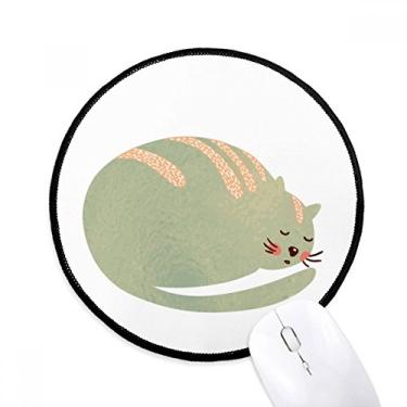 Imagem de DIYthinker Mouse pad aquarela gato dormindo animal de estimação desktop escritório tapete redondo para computador