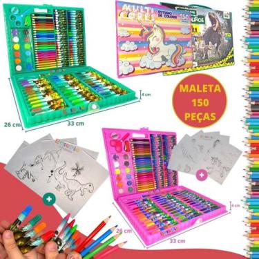 Imagem de Estojo De Pintura Kit Escolar Maleta De Desenhar E Colorir Dinossauro