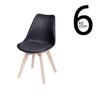 Imagem de Conjunto 6 Cadeiras Saarinen Wood - Preta - Ordesign