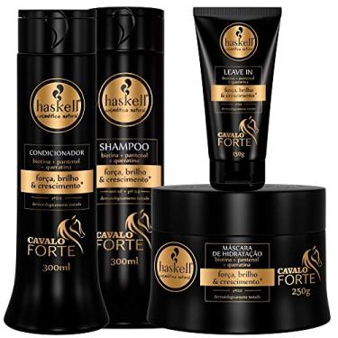 Imagem de Kit Cavalo Forte Haskell Shampoo Condicionador Máscara Leave