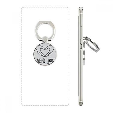 Imagem de Suporte de anel de telefone com gesto personalizado em formato de coração preto com alça ajustável