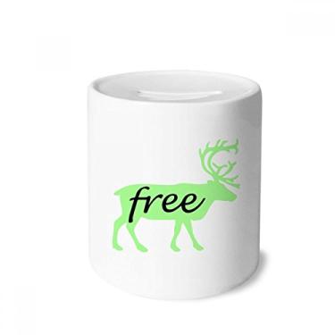 Imagem de DIYthinker Caixa de moeda de cerâmica preta com contorno de veado de animal natural para presente de cofrinho