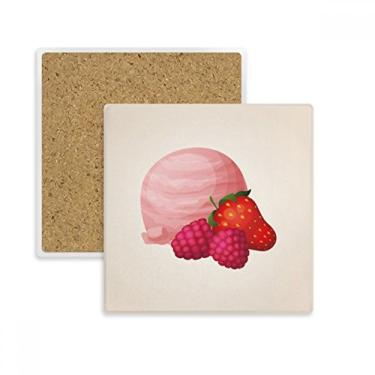 Imagem de Strawberry Grape Pink Ice Cream Ball Square Porta-copos Caneca suporte subplaca pedra isolante