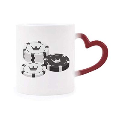Imagem de Gambling Utensils Chips Crown Pattern Heat Sensitive Mug Red Color Changing Grés Cup