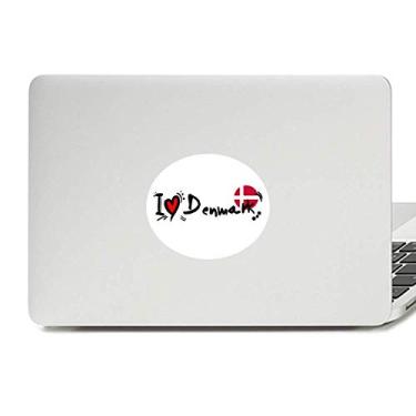 Imagem de I Love Denmark Bandeira da Palavra Love Coração Ilustração Vinil Emblema Gráfico Laptop Adesivo Notebook Decalque