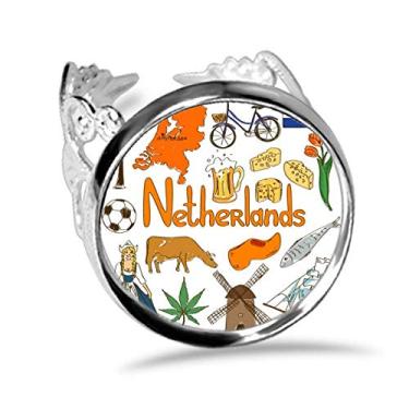 Imagem de DIYthinker Anel de noivado com a bandeira nacional de animais da Netherlands Landscap