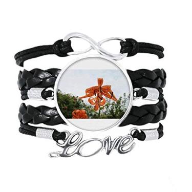 Imagem de OFFbb-USA Orange River Lily Pulseira de presente Art Déco, acessório de amor de couro torcido com corda de tricô para presente