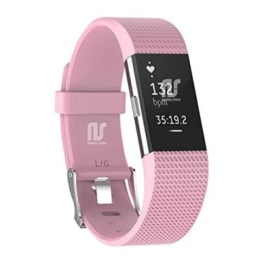 Imagem de Pulseiras unissex para Fitbit Charge 2 - Pulseira de substituição - Nandos-Store (Rosa claro rajada)