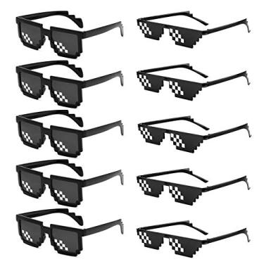 Imagem de SUNOVELTIES 10 Pack Thug Life Party Sunglasses 8 Bit Pixelated Mosaic Gamer MLG Photo Props Glasses for Adults Teens