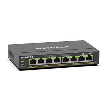Imagem de NETGEAR Interruptor de 8 portas PoE Gigabit Ethernet Plus (GS308EPP) - com 8 x PoE+ em 123W, suporte de mesa/parede