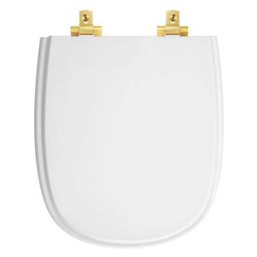 Imagem de Assento Sanitário Laqueado Soft Close Sabatini Branco Para Vaso Icasa Com Ferragem Dourada