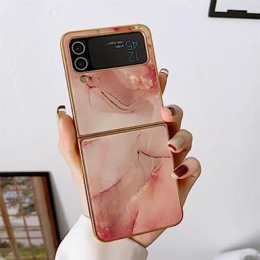Imagem de Capa de celular de vidro temperado com padrão de mármore rígido para Samsung Galaxy Z Flip 4 3 Flip4 Flip3 5G Capa protetora à prova de choque, Z6, para Z Flip 4
