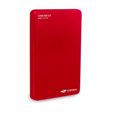 Imagem de Case Gaveta para HD Externo 2,5" C3Tech USB 3.0 Vernelho CH-300RD