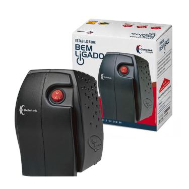 Imagem de Estabilizador 500VA Coletek, Entrada Bivolt Manual, Saída 115V, 4 Tomadas, Preto - ES-500VA