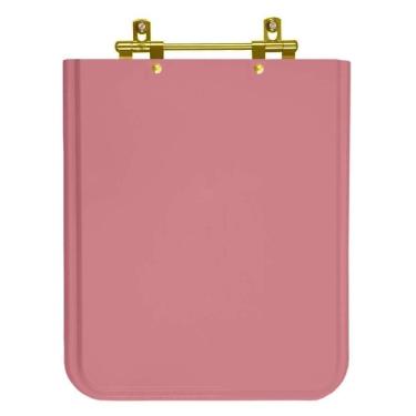 Imagem de Assento Sanitário Poliester Square Wild Rose (Rosa) para vaso Incepa com Ferragem Dourada