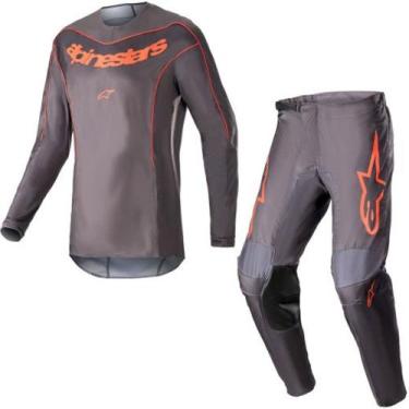 Imagem de Conjunto Kit Calça + Camisa Alpinestars Fluid Lurv Cinza Motocross Tri