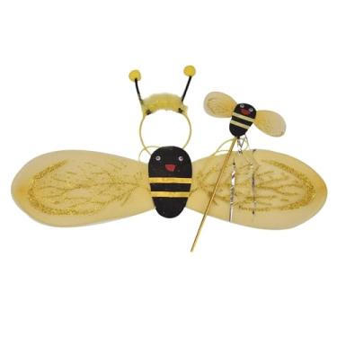 Imagem de kowaku Traje de abelha asa de abelha macio fingir brinquedo fantasia vestido com bandana bengala de fadas para crianças meninas atividades escolares de, a