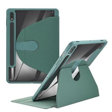 Imagem de Estojo de Capa Capa compatível com Samsung Galaxy Tab A9+ modelo 2023 de 10,5 polegadas (SM-X210/X216/X218), capa para tablet inteligente com suporte giratório de 360°, capa traseira rígida para PC, c